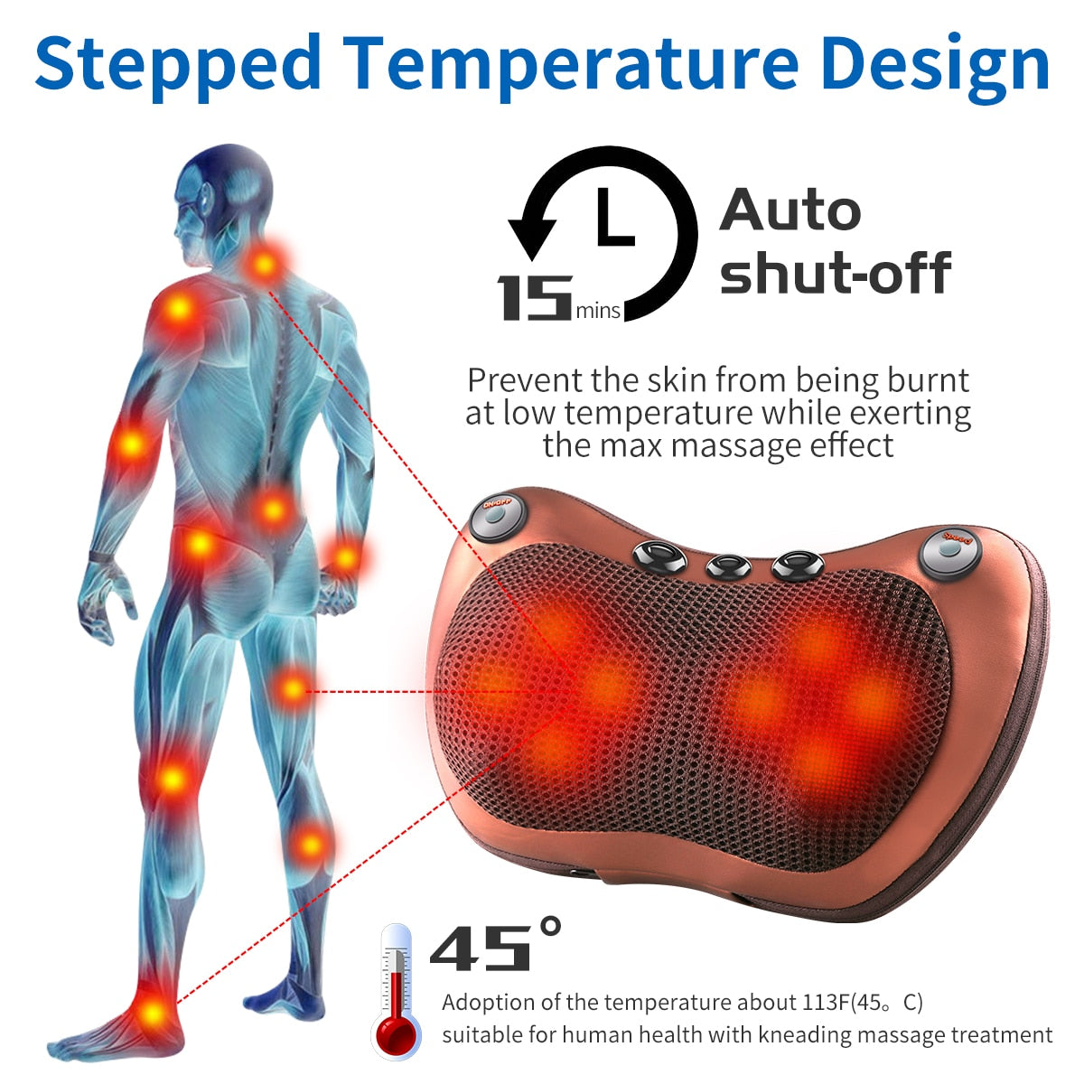 Relaxation Massage Pillow  Shoulder Back Heating Kneading Infrared therapy pillow shiatsu Neck Massager